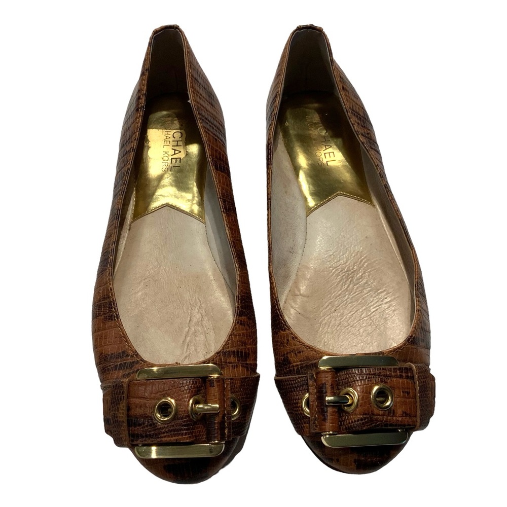MICHAEL KORS Calder Ballet Luggage Flat Loafers Slip-Ons Size 8 1/2 Tan Brown